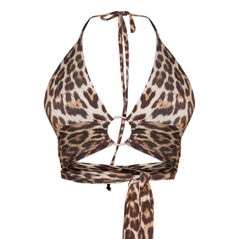 Leopard ring detail halter top size small
